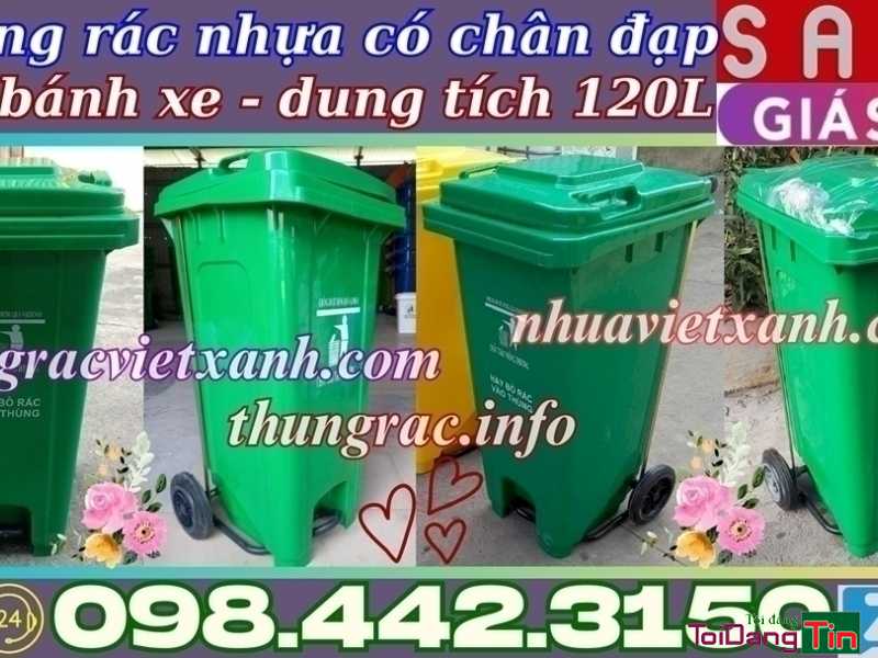Thùng rác đạp chân 120 lít nhựa HDPE có 2 bánh xe - Giao thương/ Kết bạn/ Tìm người, Cơ hội giao thương, Chào bán, TP Hồ Chí Minh - Ảnh 2