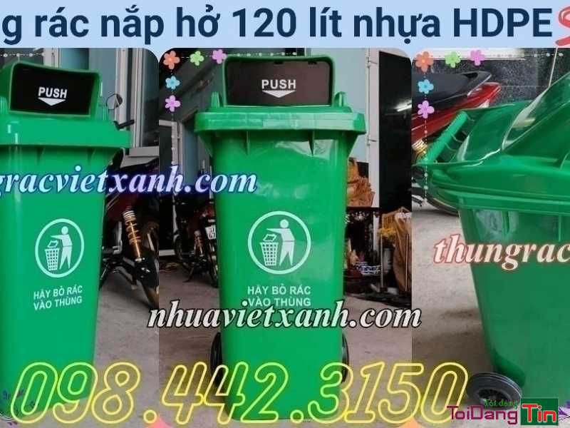 Thùng rác nắp hở 120 lít nhựa HDPE 2 bánh xe - Giao thương/ Kết bạn/ Tìm người, Cơ hội giao thương, Chào bán, TP Hồ Chí Minh - Ảnh 2